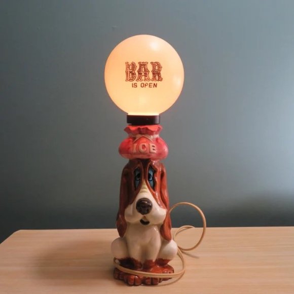 Vintage Dog Lamp "BAR IS OPEN" - Picture 8 of 10